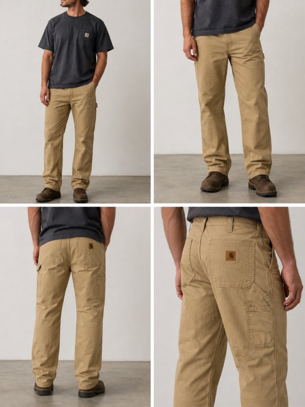 Carhartt Men Relaxed Fit Utility Carpenter Dungaree Pants Khaki Tan 46 X 30 NWT